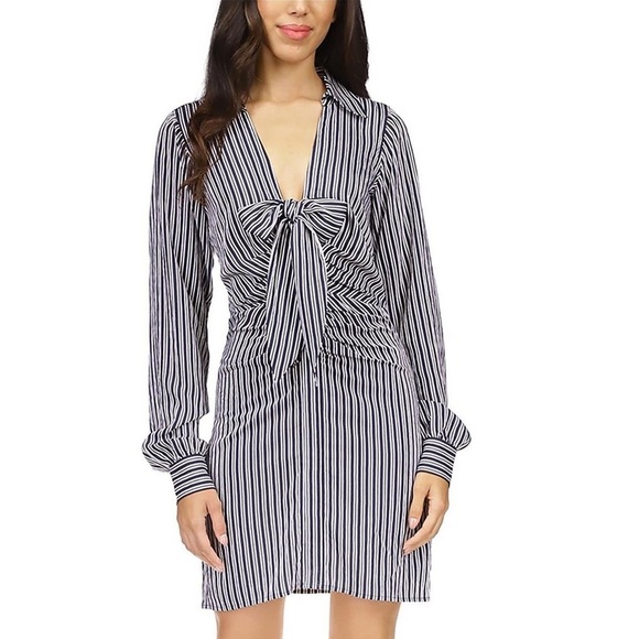 MICHAEL KORS STRIPED LONG SLEEVE SHIRT DRESS - Picture 1 of 5